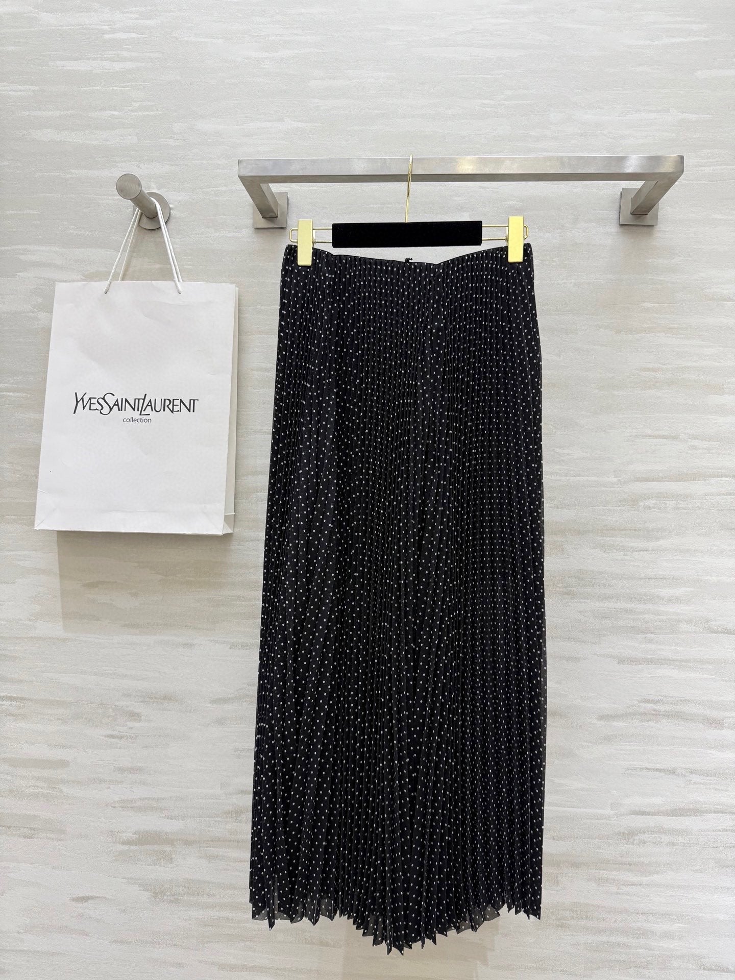 YSL 26S POLKA DOT PLEATED SKIRT 348