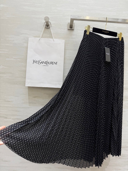 YSL 26S POLKA DOT PLEATED SKIRT 348