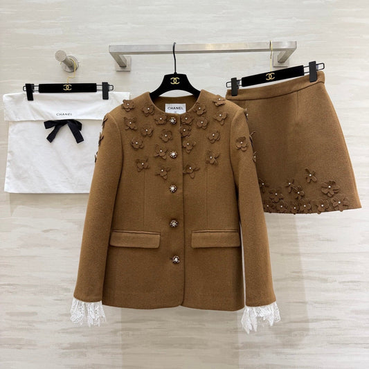 CHANEL 26S WOOL JACKET AND SKIRT SET 869