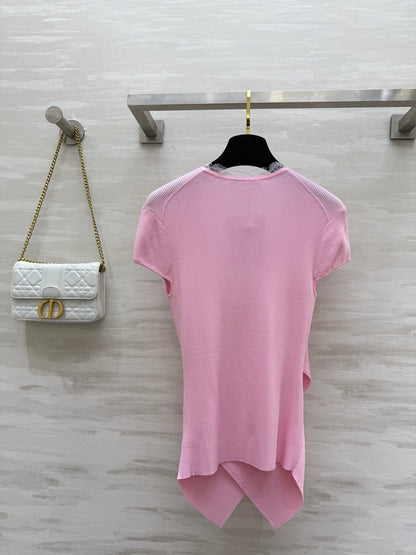 DIOR 26S CROSSOVER LACE-TRIM TOP 1202