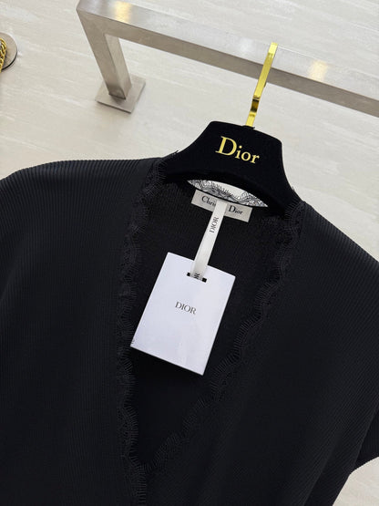 DIOR 26S CROSSOVER LACE-TRIM TOP 1201