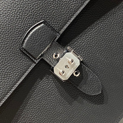 SAC A DEPECHES LIGHT 38 IN BLACK TOGO CALFSKIN