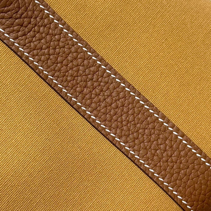 GARDEN PARTY 30CM IN DUNE MAGNOLIA TOILETS COTTON CANVAS AND BROWN CALFSKIN