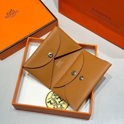 CALVI DUO COMPACT CARD HOLDER IN GOLD EPSOM CALFSKIN
