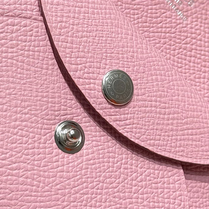 CALVI DUO COMPACT CARD HOLDER IN ROSE SAKURA EPSOM CALFSKIN