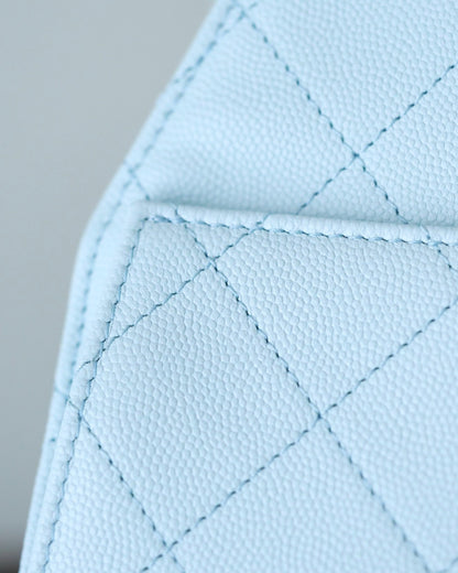 CHANEL 25S HOBO BAG 30 CM IN PASTEL BLUE LAMBSKIN WITH GOLD HARDWARE