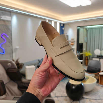 PRADA 26S LOAFERS 20MM IN BEIGE CALFSKIN