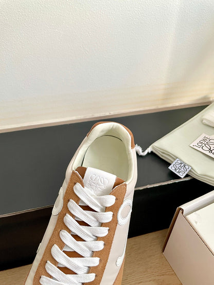 LOEWE 26S BALLET RUNNER 2.0 IN BROWN SUEDE AND BEIGE NYLON