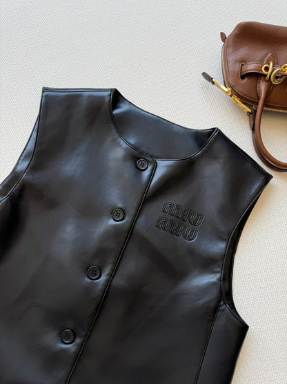 MIUMIU LEATHER VEST STYLE 726