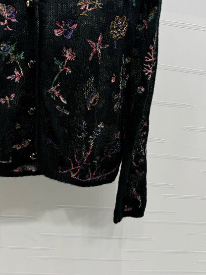 DIOR KNITTED V-NECK FLORAL EMBROIDERED CARDIGAN 276698