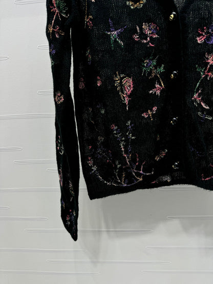 DIOR KNITTED V-NECK FLORAL EMBROIDERED CARDIGAN 276698