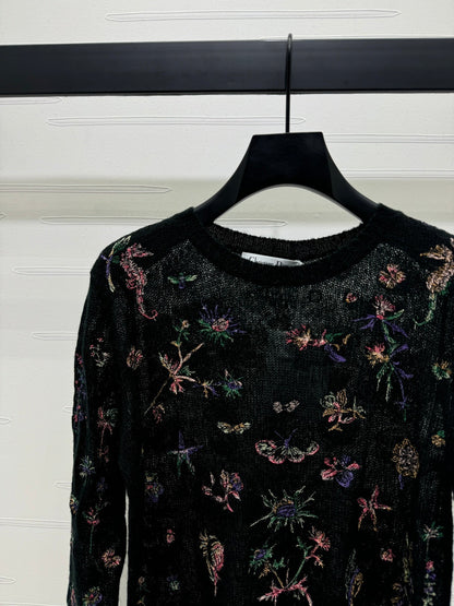 DIOR FLORAL EMBROIDERED KNITTED LONG-SLEEVE TOP 276695