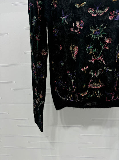 DIOR FLORAL EMBROIDERED KNITTED LONG-SLEEVE TOP 276695