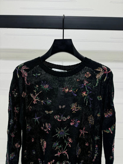 DIOR FLORAL EMBROIDERED KNITTED LONG-SLEEVE TOP 276695