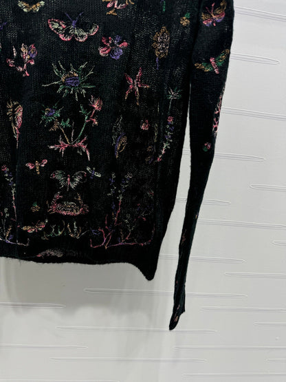 DIOR FLORAL EMBROIDERED KNITTED LONG-SLEEVE TOP 276695