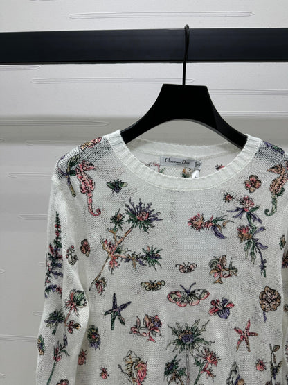 DIOR FLORAL EMBROIDERED KNITTED LONG-SLEEVE TOP 276696