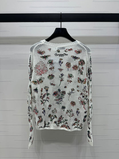 DIOR FLORAL EMBROIDERED KNITTED LONG-SLEEVE TOP 276696