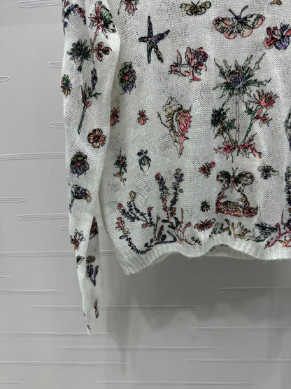 DIOR FLORAL EMBROIDERED KNITTED LONG-SLEEVE TOP 276696