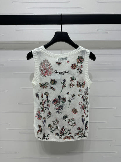 DIOR FLORAL EMBROIDERED KNITTED TANK TOP 276693