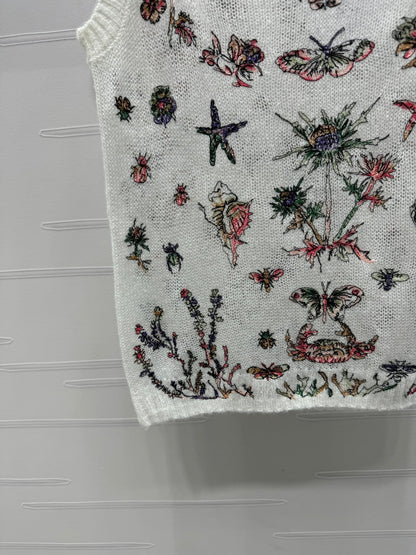 DIOR FLORAL EMBROIDERED KNITTED TANK TOP 276693
