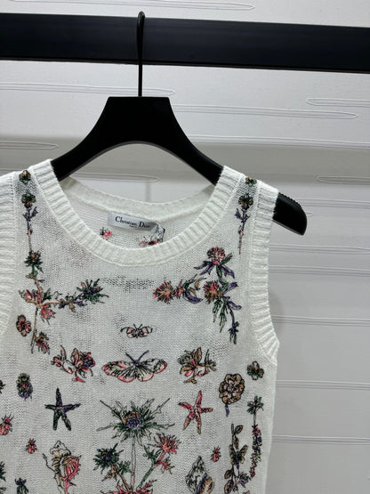 DIOR FLORAL EMBROIDERED KNITTED TANK TOP 276693