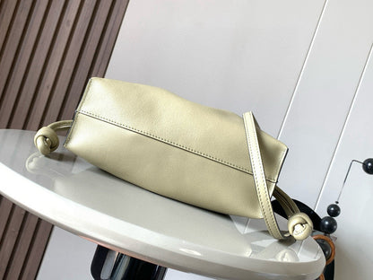 LOEWE 25S MEDIUM FLAMENCO CLUTCH BAG 23 IN DUSTY KHAKI CALFSKIN