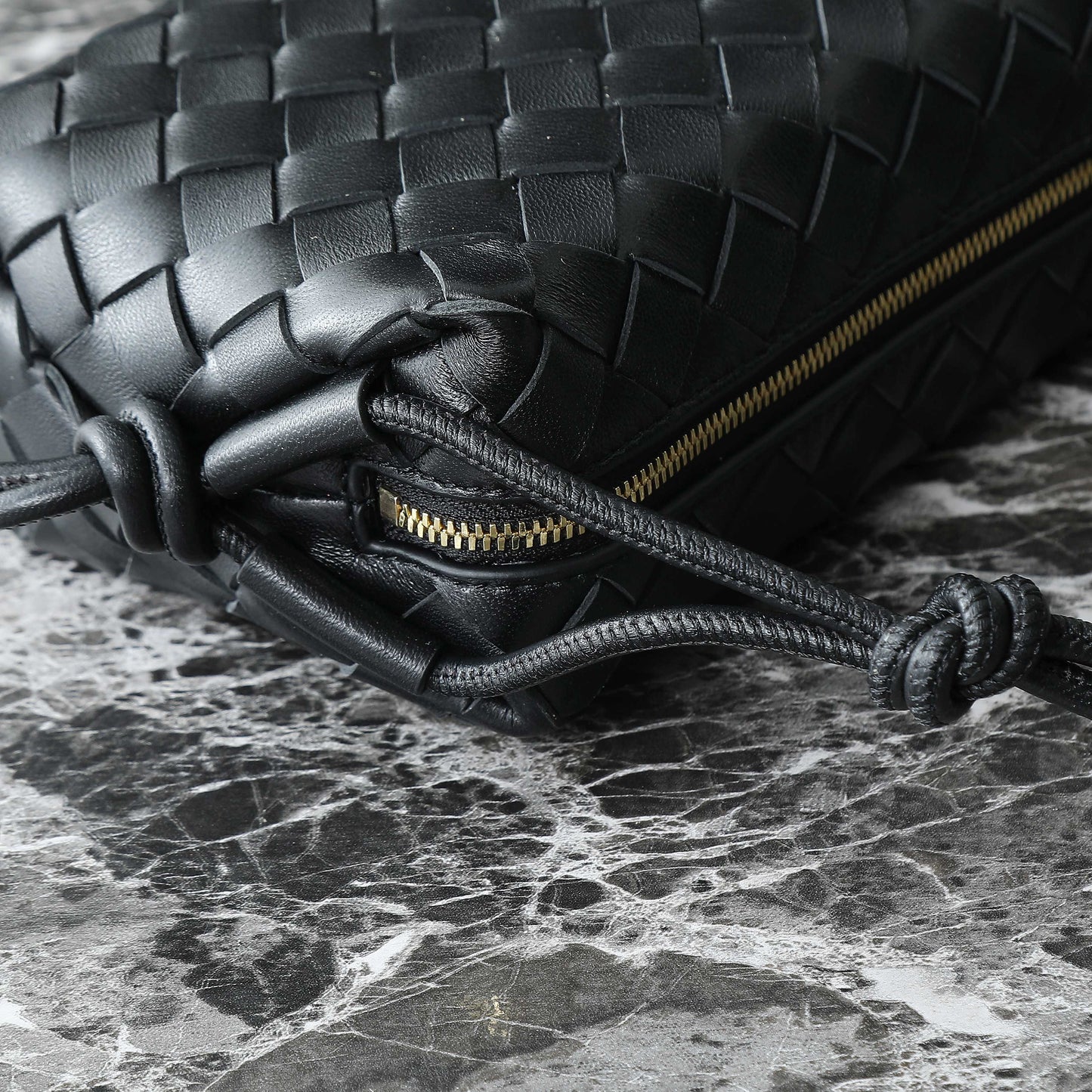 BOTTEGA VENETA KNOT CROSSBODY BAG 17 IN BLACK CALFSKIN