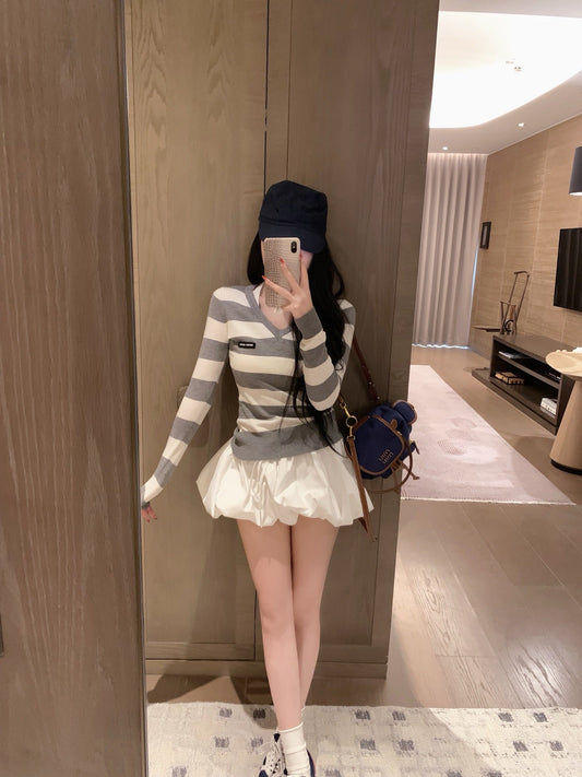 MIUMIU TOP AND SKIRT SET STYLE 443