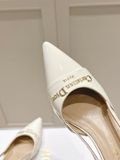 MY DD 25S SLINGBACK PUMP 50MM IN WHITE GLOSSY CALFSKIN