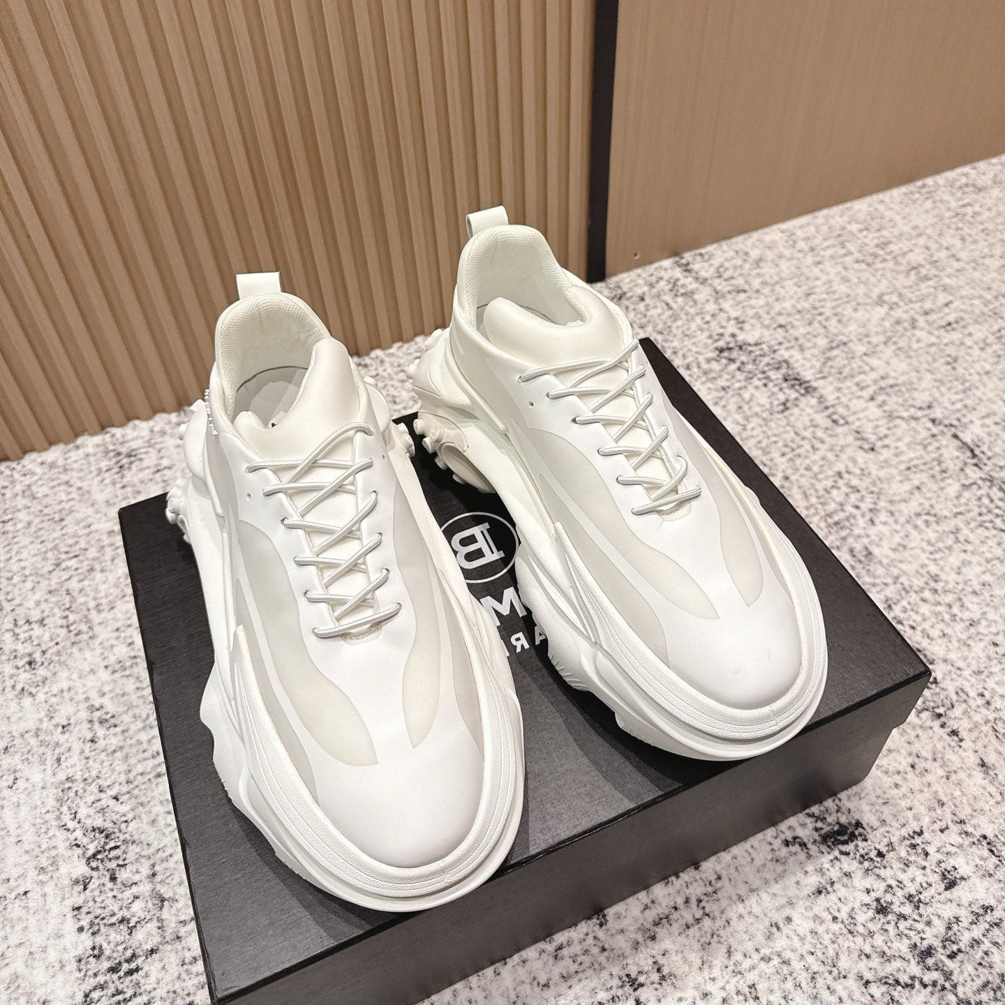BALMAIN 26S SNEAKERS 60 MM IN WHITE CALFSKIN
