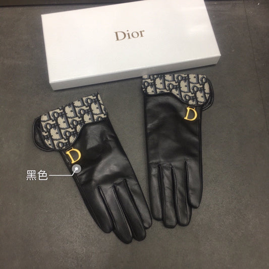 SADDLE GLOVES IN BLACK LAMBSKIN MIX MONO JACQUARD FABRIC 149747