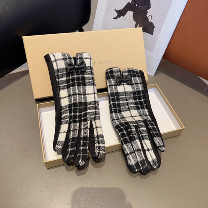 GLOVES IN BLACK WOOL WITH BOW 462284