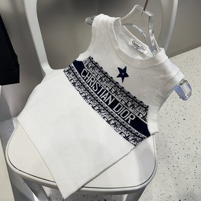 TANK TOP 612065 IN WHITE COTTON RIBBED EMBOSSED LOGO