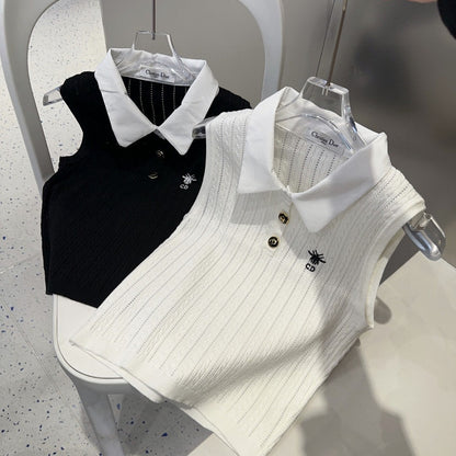 POLO TANK TOP 610337 IN WHITE COTTON RIBBED