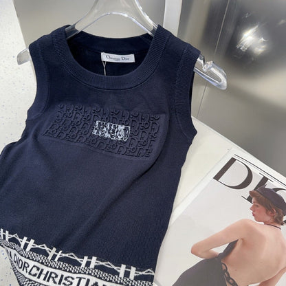 TANK TOP 612061 IN NAVY BLUE COTTON RIBBED