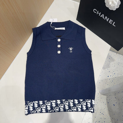 POLO TANK TOP 639172 IN NAVY BLUE COTTON RIBBED KNIT