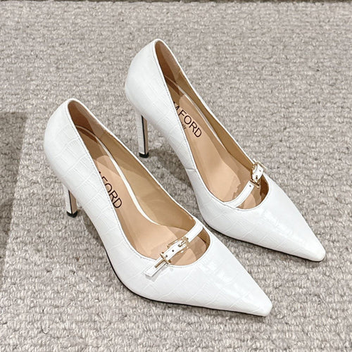 HIGH HEEL 10 CM IN WHITE CROCODILE LEATHER