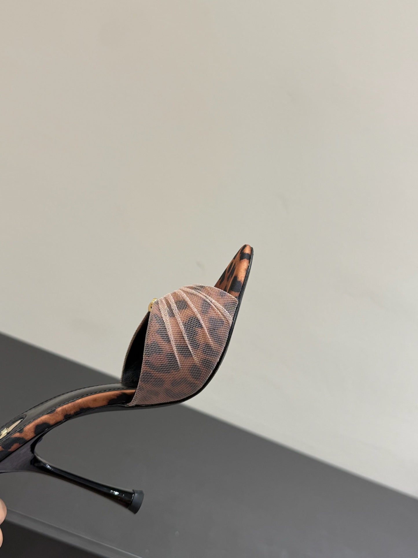 YSL HIGH HEEL 25S 100 MM IN LEOPARD PRINT LAMBSKIN