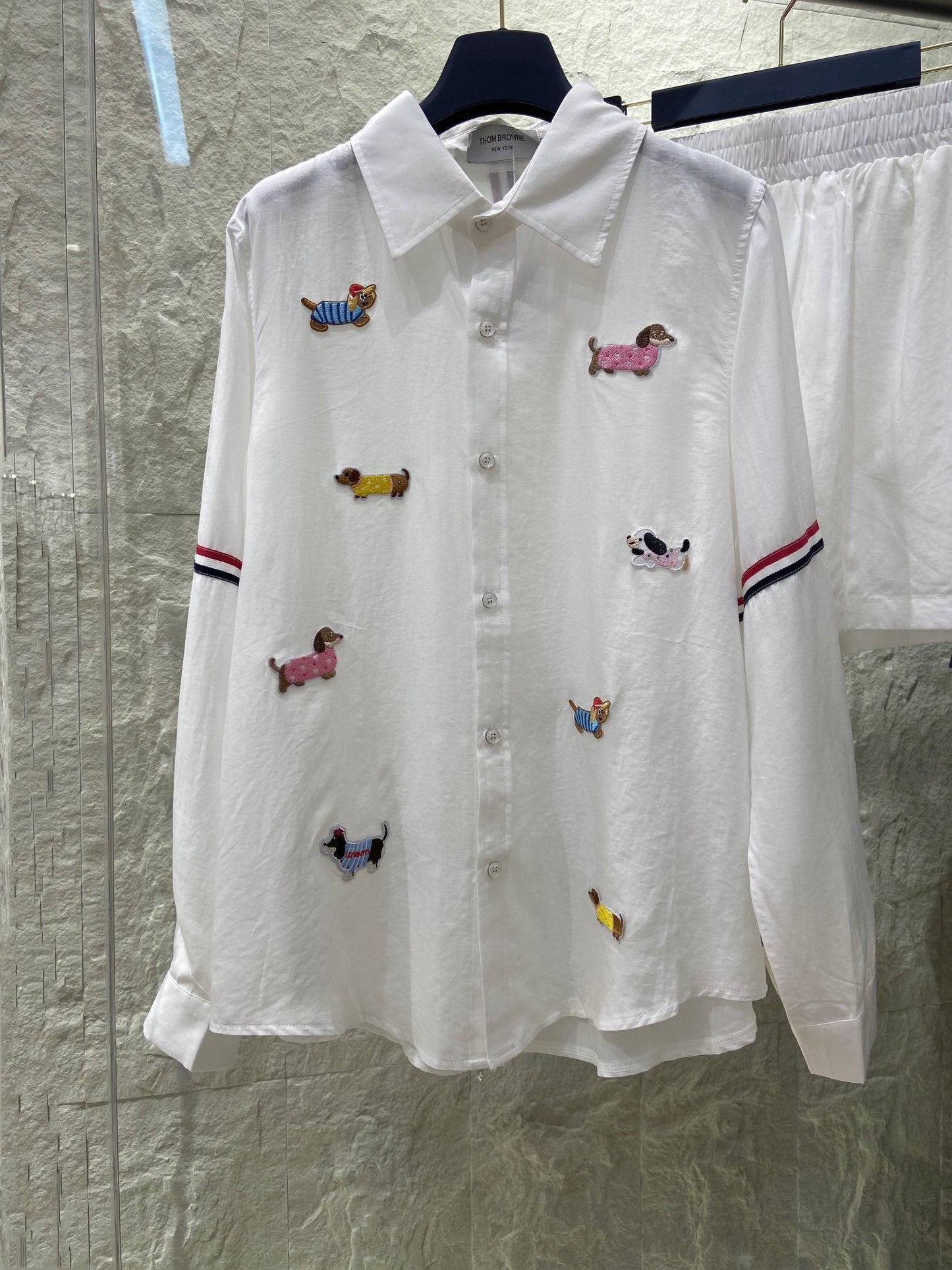 THOM INSPIRED SHIRT SET WITH DOG PRINT25S IN OXFORD COTTON 266228