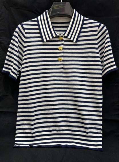 STRIPED KNIT SWEATER 25S IN COTTON 266075