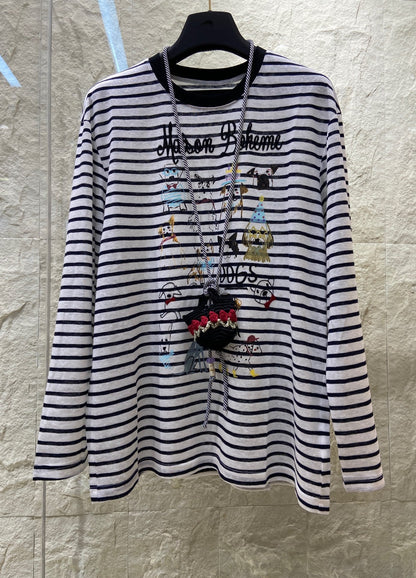LONG SLEEVE STRIPED T-SHIRT 25S IN COTTON 266046