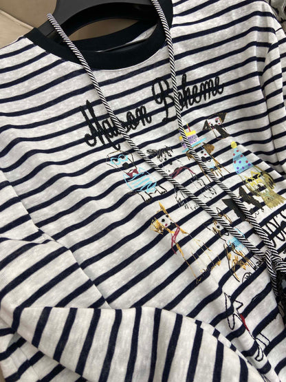 LONG SLEEVE STRIPED T-SHIRT 25S IN COTTON 266046