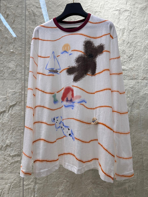 STRIPED LONG SLEEVE T SHIRT 25S IN COTTON 266272
