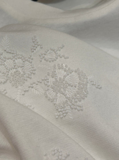 FLORAL EMBROIDERED T SHIRT 25S IN COTTON 266309