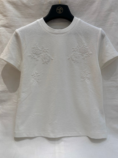 FLORAL EMBROIDERED T SHIRT 25S IN COTTON 266309
