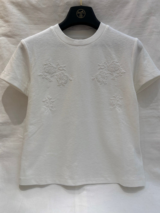 FLORAL EMBROIDERED T SHIRT 25S IN COTTON 266309