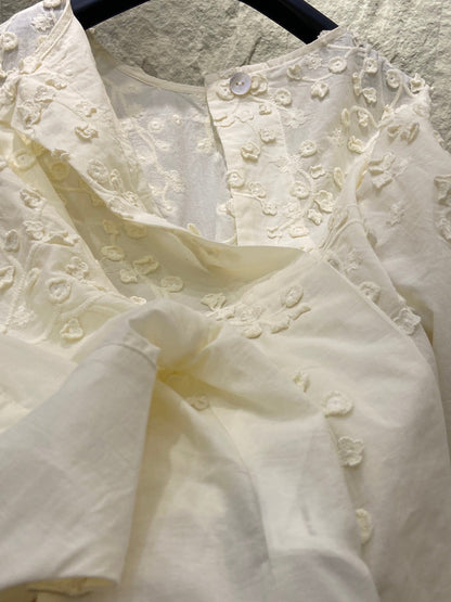 ROUND NECK EMBROIDERED SHIRT 25S IN COTTON 266154