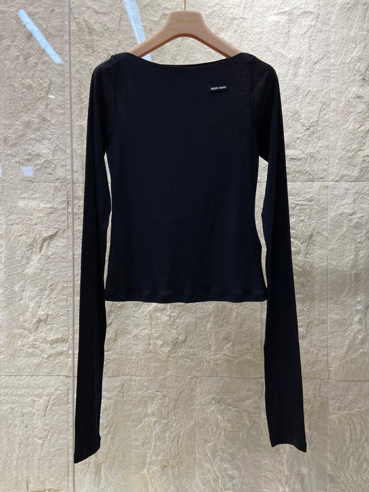 OFF SHOULDER LOGO T SHIRT 25S IN KATUN 266111