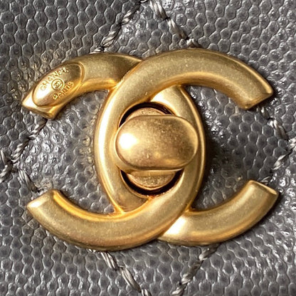 CHANEL 25S COCO HANDLE BAG 23 IN DARK GREY CAVIAR WITH GOLD HARDWARE