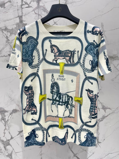 HERMES 26S SHORT SLEEVED KNIT TOP 532